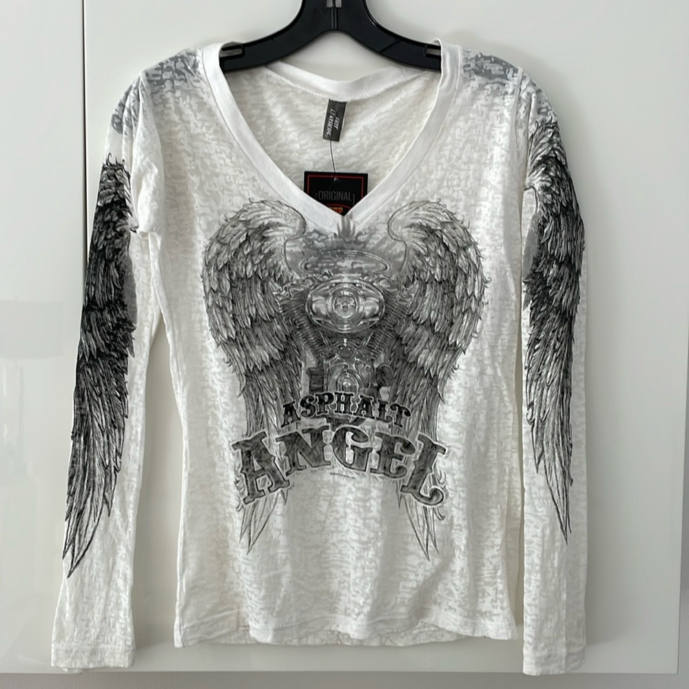 Hot Leathers Apparel White Angel Wing Tee